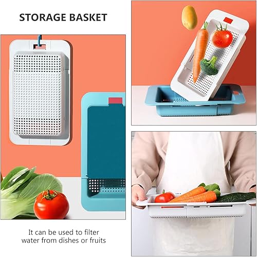Miniatura 5 de Cabilock Colador retráctil gris sobre el fregadero con tabla de cortar frutas y verduras, cesta de drenaje ajustable para fregadero de cocina