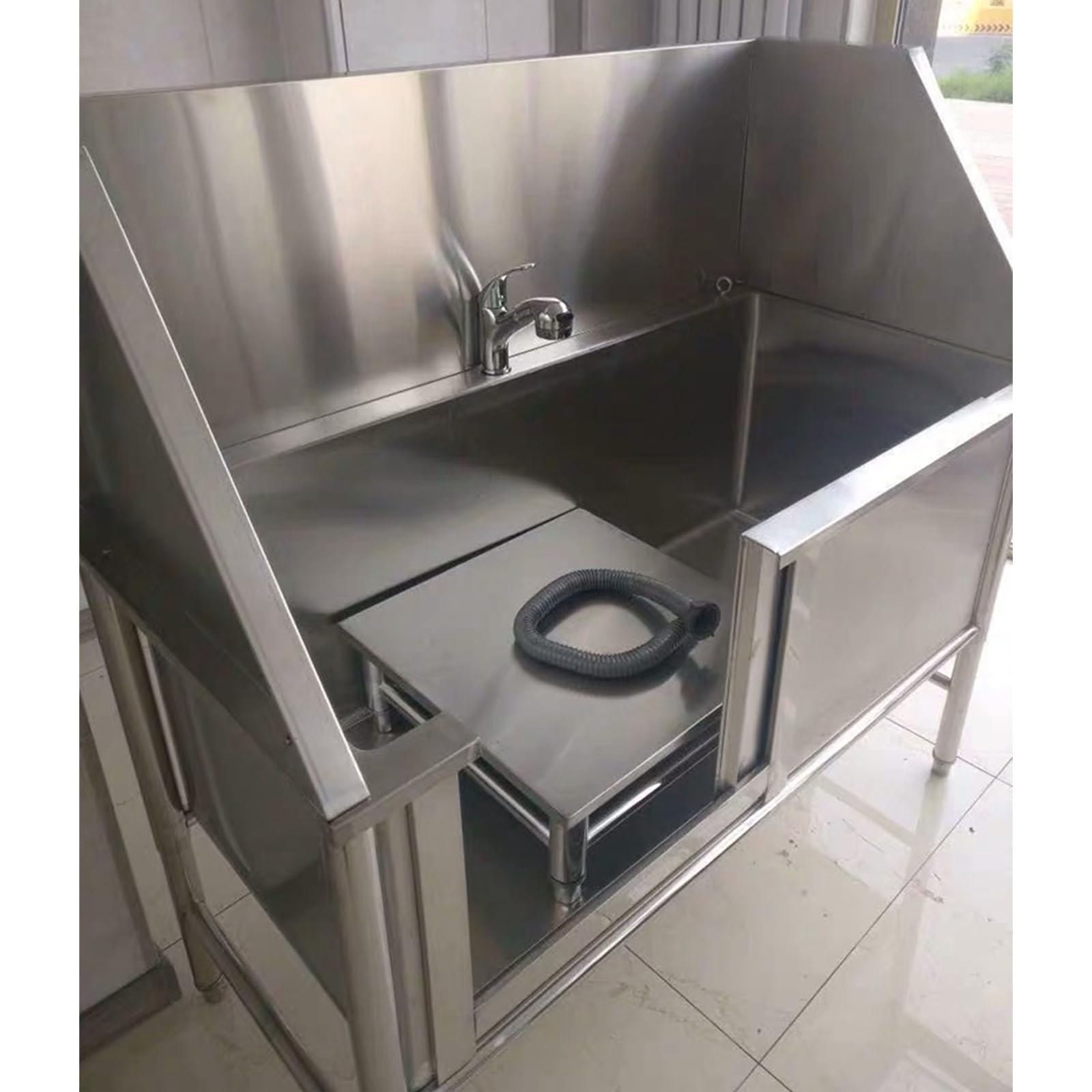 Vasca Da Bagno Per Cani,stazione Di Lavaggio Per Animali Domestici,stazione Di Bagno Professionale Per Cani In Acciaio Inossidabile,vasca Per Toelettatura Cani,stazione Di Lavaggio(47in/120cm)