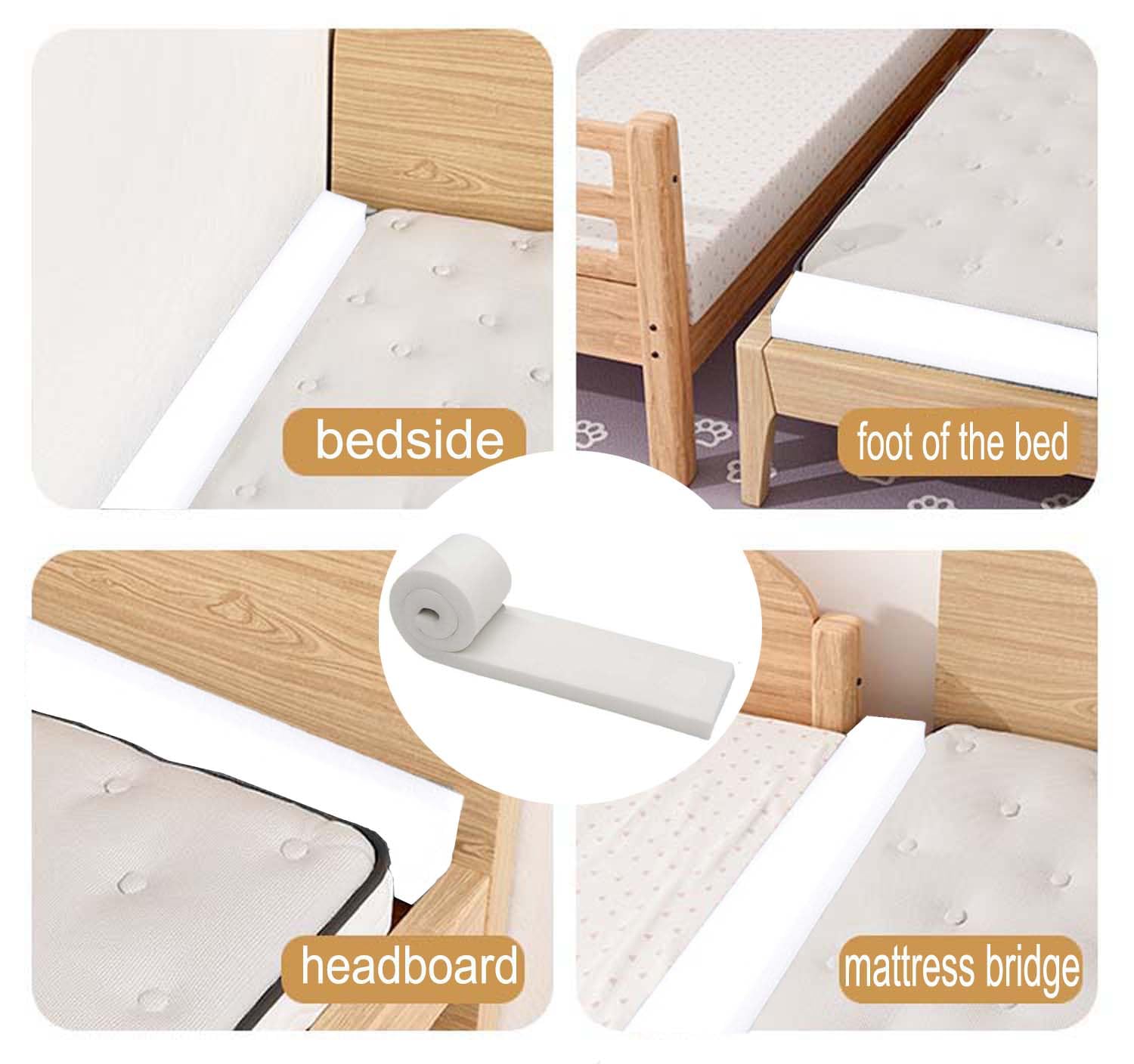 Remplisseur D'espace Mural De Lit De Taille Personnalisée, Remplissage D'espace De Lit Long, Remplissage De Matelas Doux, Pont De Lit, Oreiller De Tête De Lit, Pour Lits Simples/Doubles/King Size