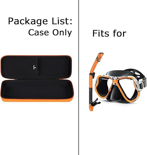 Miniatura 7 de Estuche rígido de almacenamiento para Greatever Dry Snorkel Set, estuche de viaje para máscara de buceo antivaho, solo funda (naranja)