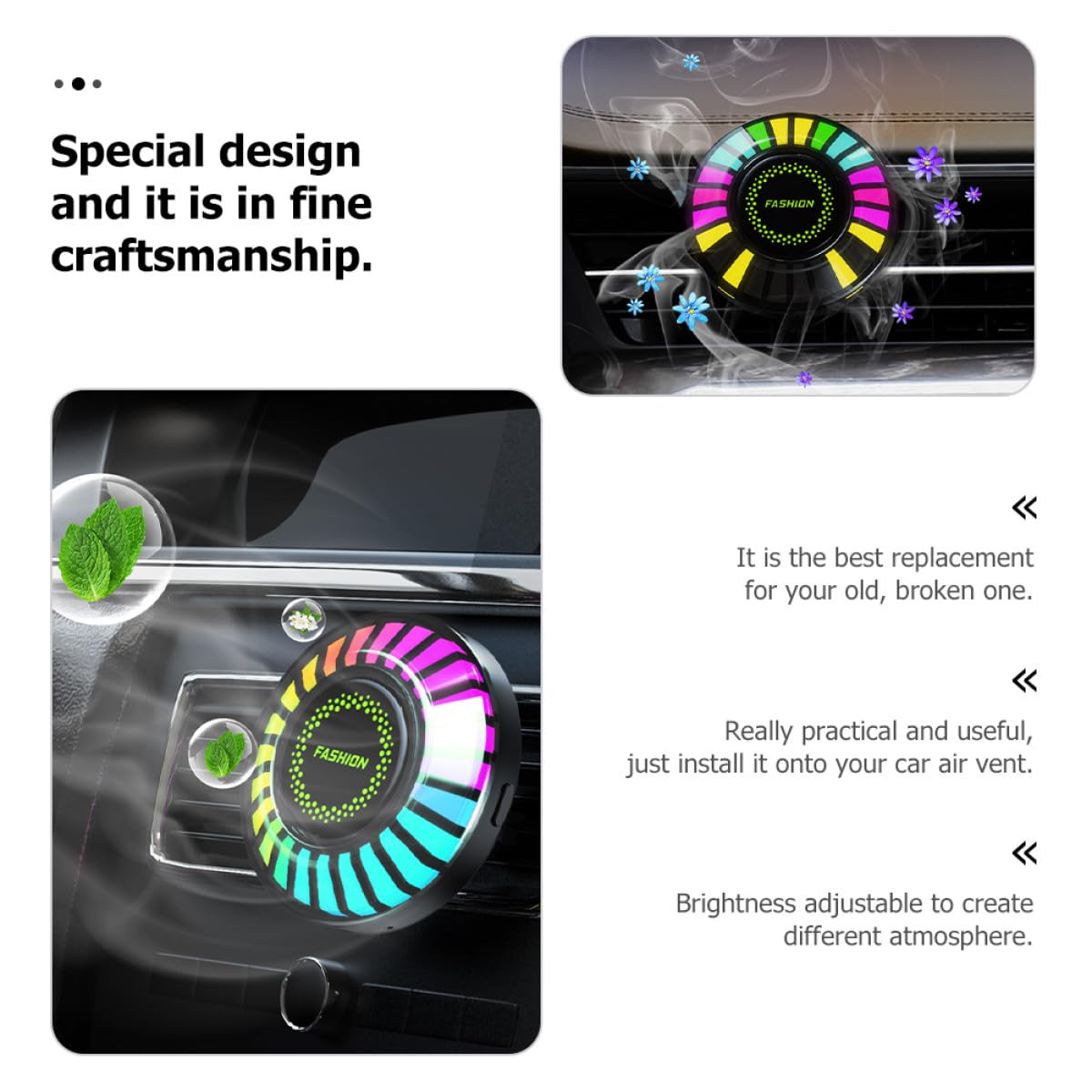 ULTECHNOVO 4 Pz accessori per prese d'aria per auto luci led lampade led diffusore di profumo per auto diffusore di per auto divertente deodorante per auto deodoranti per auto