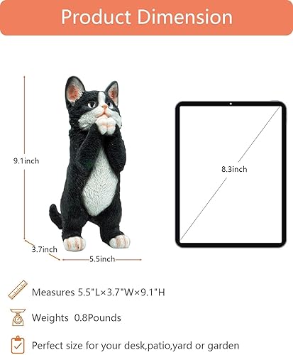 Miniatura 4 de Gojoquanzhou Estatuas de decoración de jardín para gatos al aire libre  Linda pintura de gato negro de resina atigrado escultura arte, divertidas