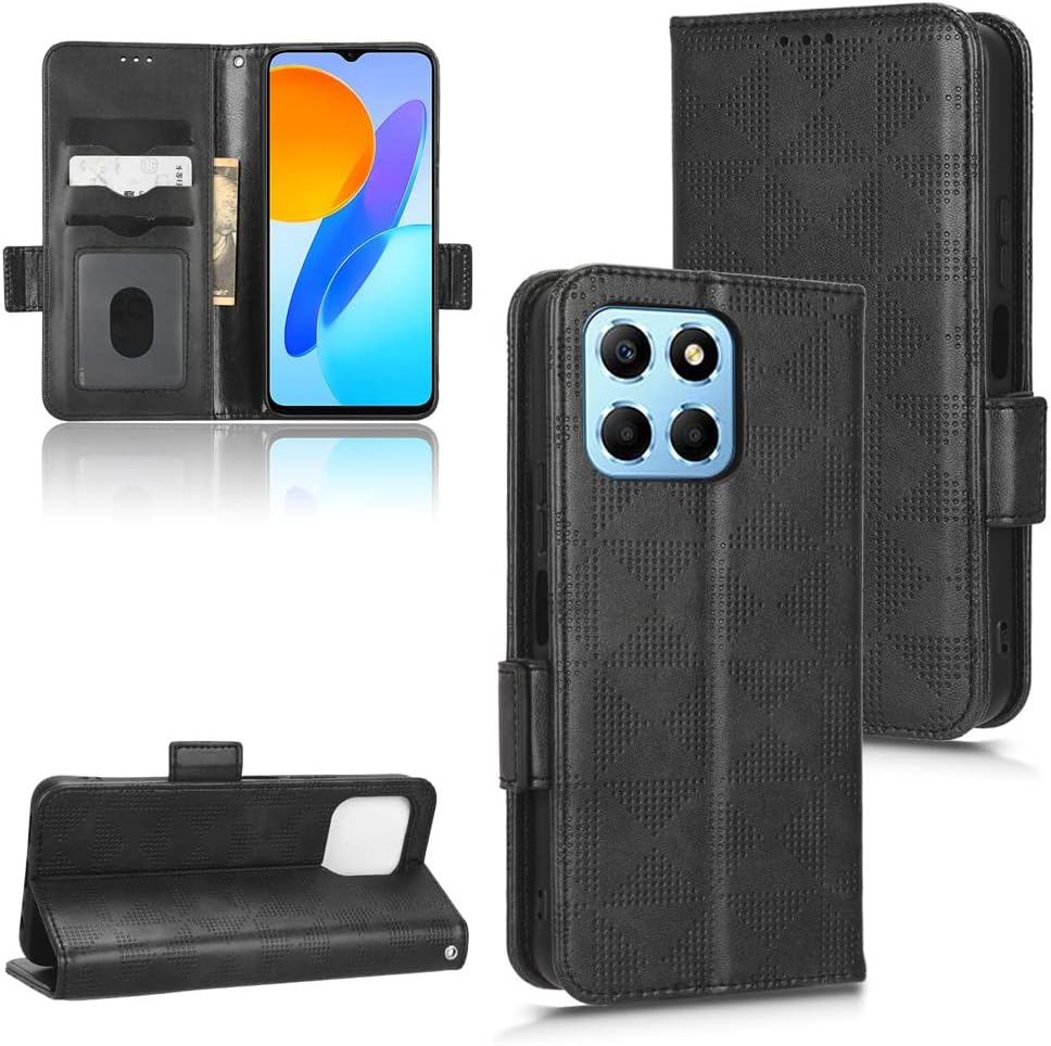 Case for Honor X6 4G & X8 5G & X6S 4G, Leather Flip Stand Case Cover with Kickstand, Black