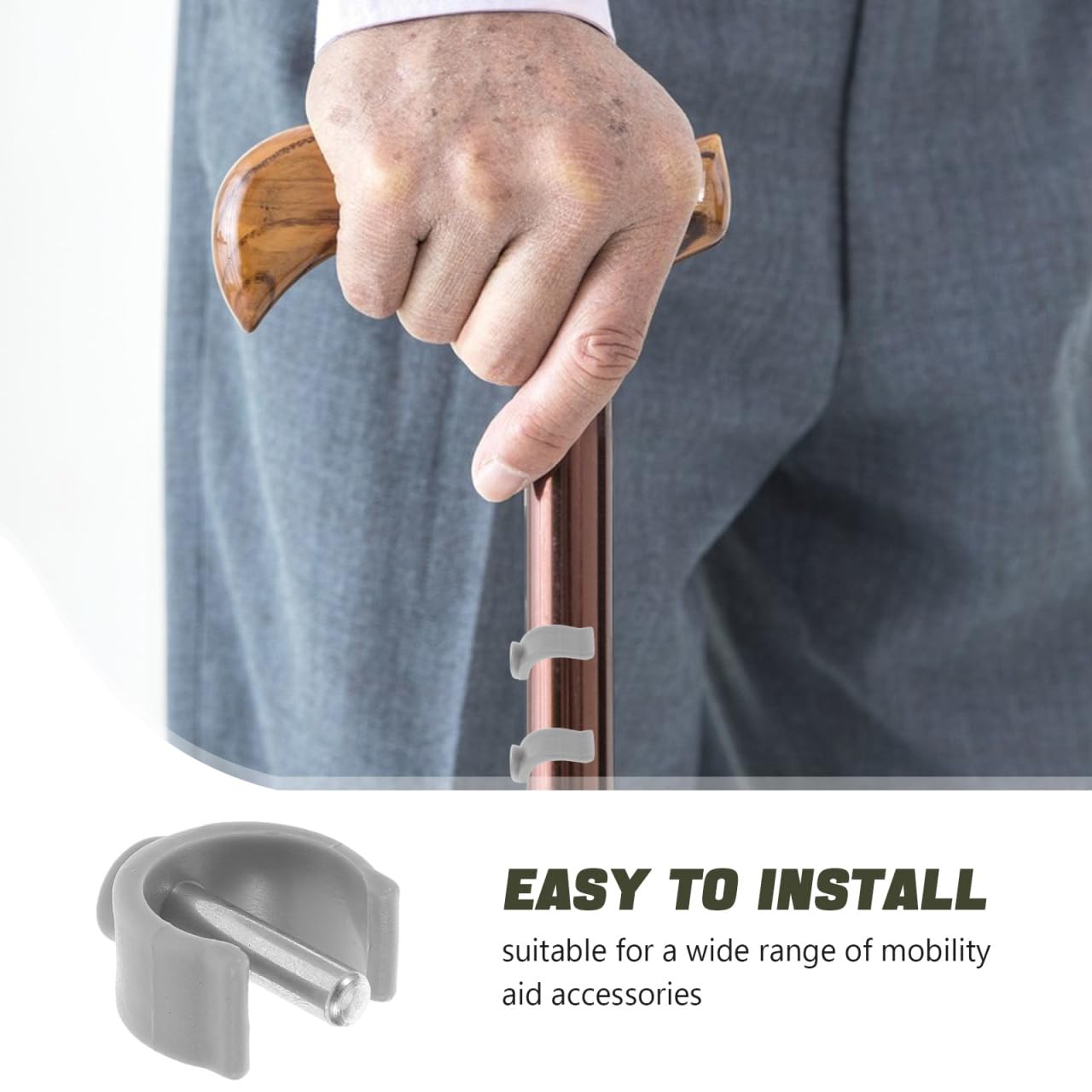 Healeved 4Pcs Crutch Replacement Clips, C-Shaped Buckle Clamp for Walker, Cane, and Crutches Accessories,Secure Fit, Compatible with 0.87 Inch Poles