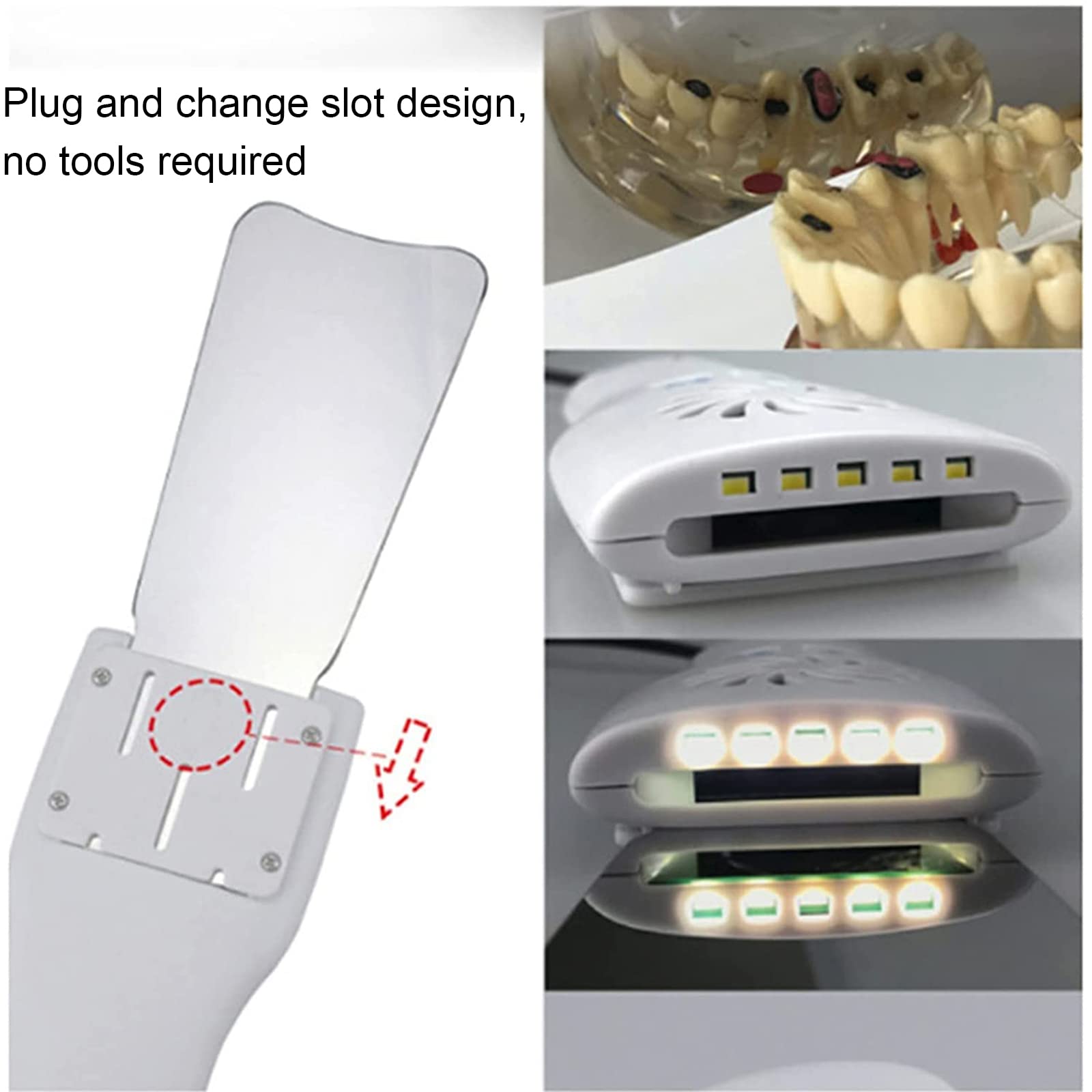 Specchio Fotografico occlusale Dentale per la Bocca, riflettore Fotografico intraorale in Vetro Placcato Dentale con 4 specchi intercambiabili, Specchio Fotografico riflettore ortodontico in Acciaio