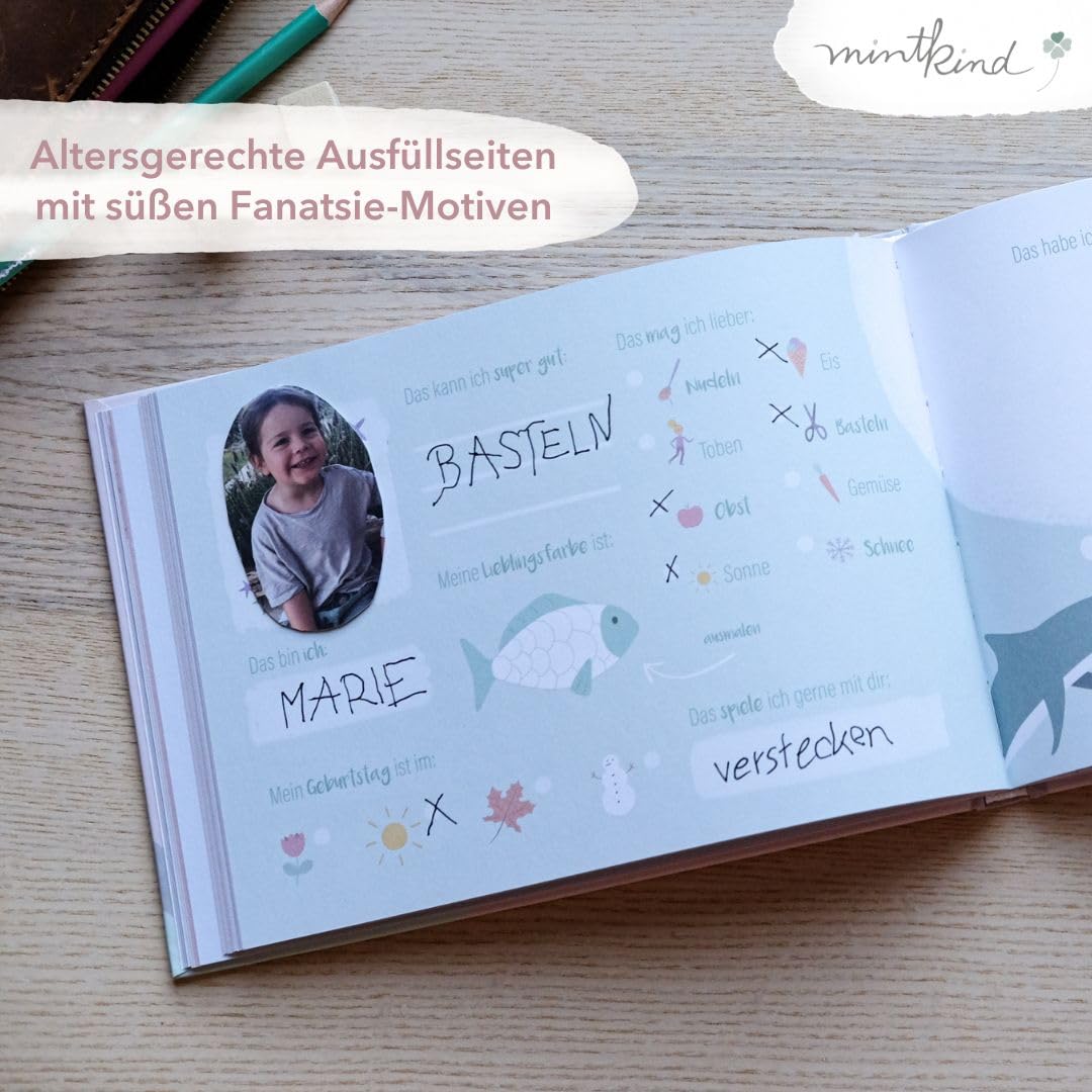 mintkind® Książka przyjaciół przedszkola, świat wróżek, księga przyjaźni dziewcząt i chłopców, książka z wróżkami, prezent na rozpoczęcie szkoły, książka pamiątkowa dla dzieci