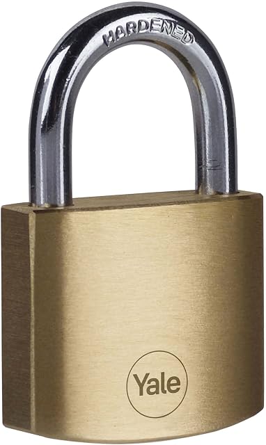 Yale Y110B/40/122/1 - Brass Padlock (40 mm) - Indoor Lock for Locker, Backpack, Tool Box - 3 Keys - Standard Security