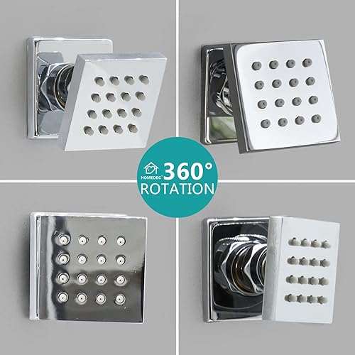 Miniatura 88 de HOMEDEC - Paquete de 6 chorros redondos de latón cepillado para masajes cuadrados de 2 pulgadas