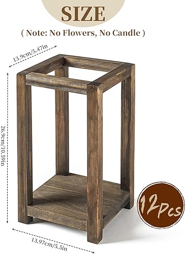 Miniatura 9 de Centro de mesa de farol de boda, 4 juegos de decoración rústica de mesa de boda, linterna de madera, portavelas de madera, regalo de boda de granero