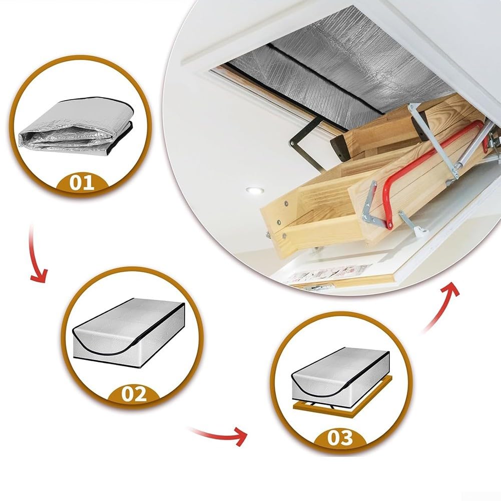 SPORTARC Dachboden Staubschutz, Dachboden Tür Isolierung Abdeckung, Dachboden Treppe Feuerfeste Isolierung Abdeckung Kit 63,5 x 137,2 x 27,9 cm für herunterziehbare Treppen