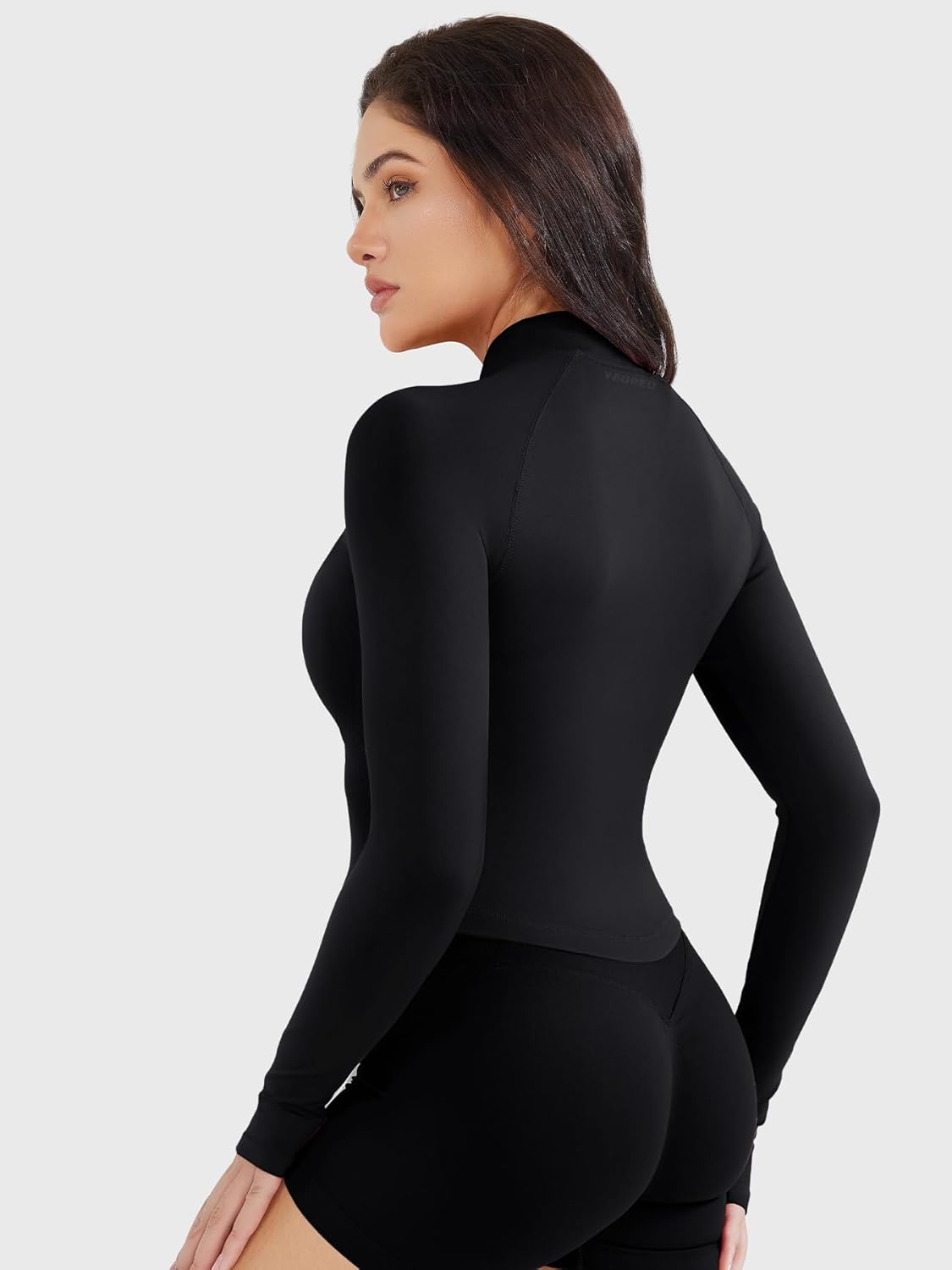 YEOREO SoftHue Women's Athletic Jacket Cropped Long Sleeve Workout Top Zip Up Gym Compression Shirts with Thumb Holes - Image 3