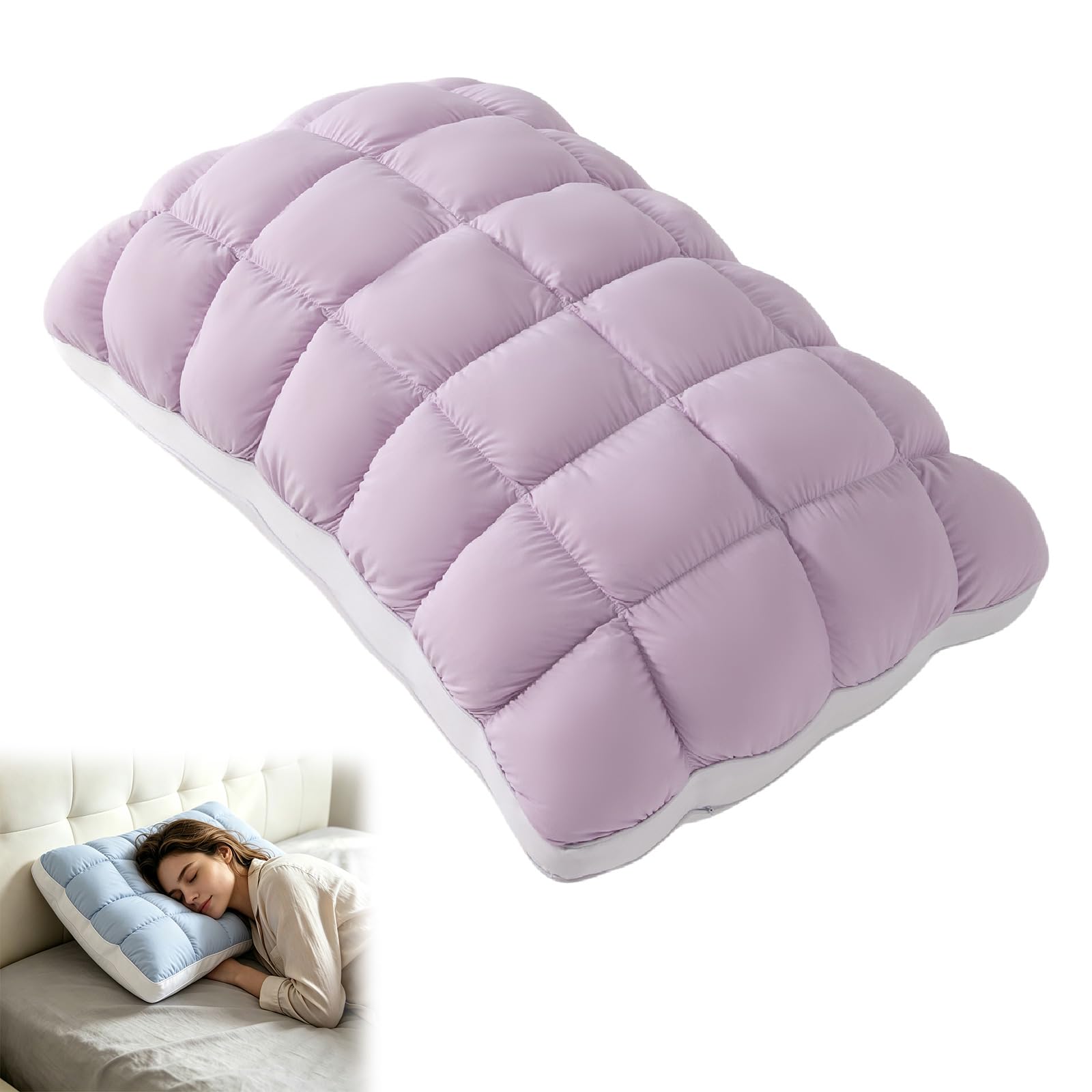 BOSTEU Soft Sleep Pillows Cooling Bed Pillows for Adults Back & Side Sleepers (purple)