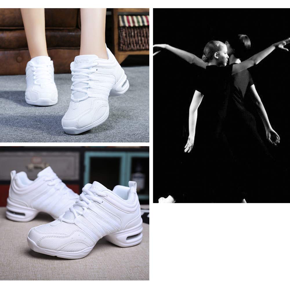 Padgene Scarpe Jazz Donna Scarpe da Ginnastica Lacci Cuscino Traspirante Signore Suole Divise Scarpe da Danza a Camminare Sportive
