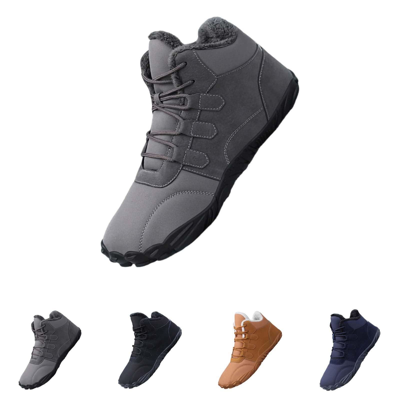 generisch Scarpe invernali a piedi nudi, comode, con calda imbottitura, con ampia scatola per dita a piedi, invernali, da uomo e da donna, con calda imbottitura, grigio., 41 EU