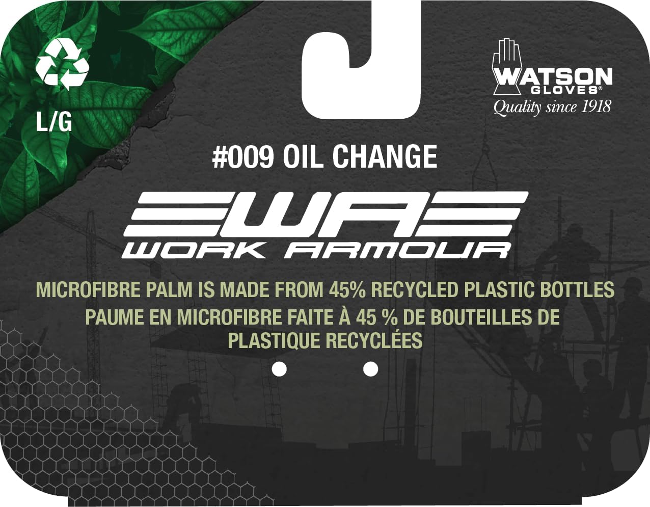 Watson Gloves Oil Change Sustainable Work Gloves: Elastic Cuff, Touchscreen, Comfortable Microfibre Palm, WasteNot Spandex (Large)