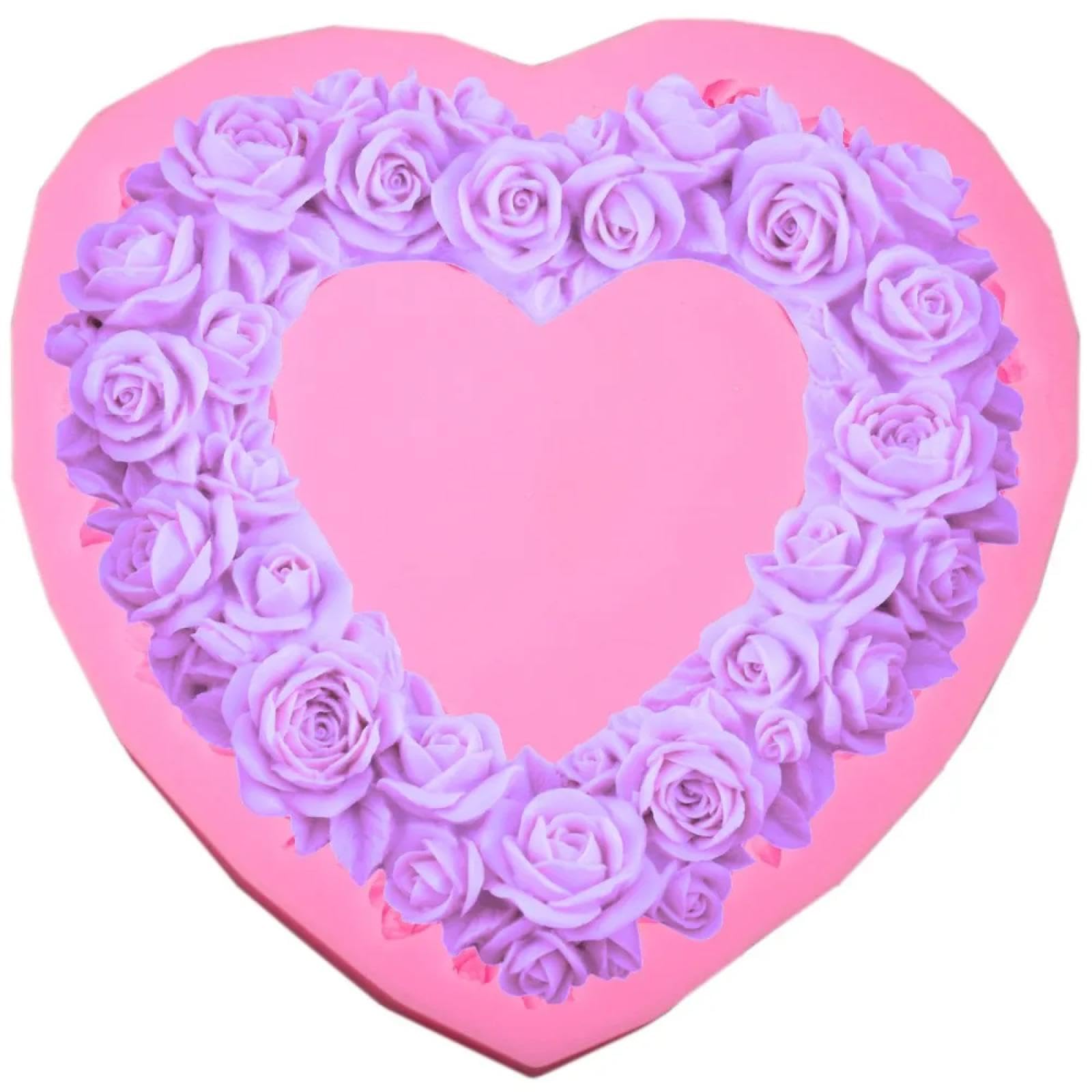 Moules en silicone pour savons - 16,5 x 15,8 x 2 cm - En forme de cœur et de rose - Pour gâteau de mariage - Outils de décoration de gâteaux - Moules à chocolat
