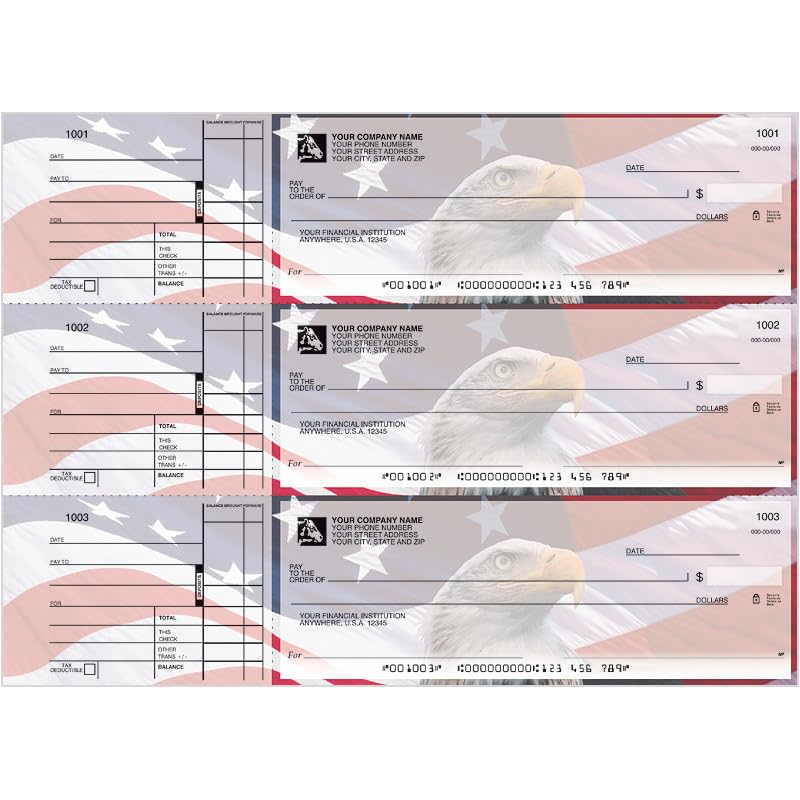 Voqado Customizable 3 to a Page Business Checks with Tear Off Stubs | White, Pink, Green, and Yellow...