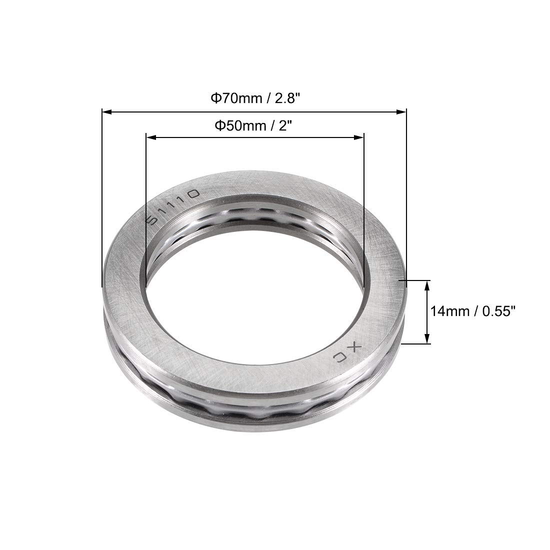 Roulement à Billes Butée 50x70x14mm - Acier Chrome ABEC3 - Pour Four Tournant, Cric, Machine-Outils - Sourcing Map