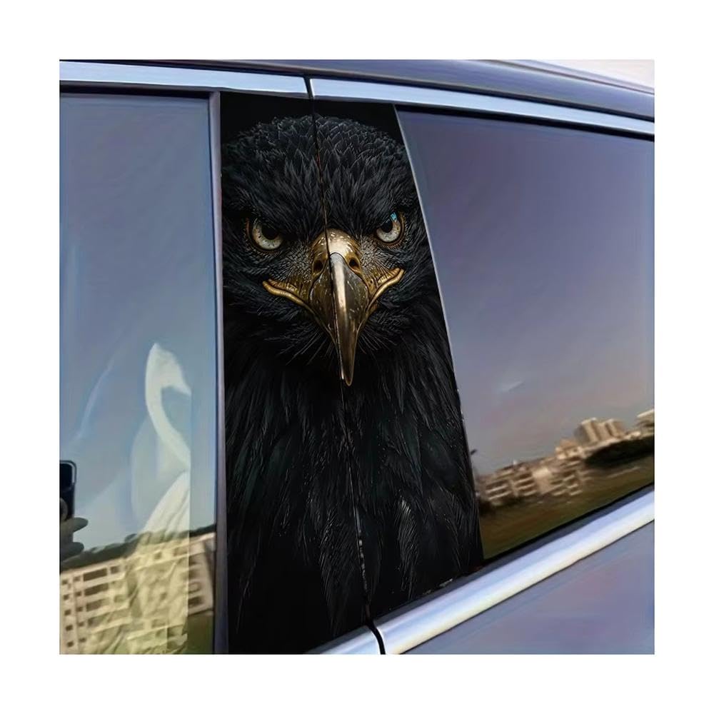 Bertdcx One Color 2Pcs Car Center Pillar Window Film Eagle Glossy Protective Polyethylene Auto Parts