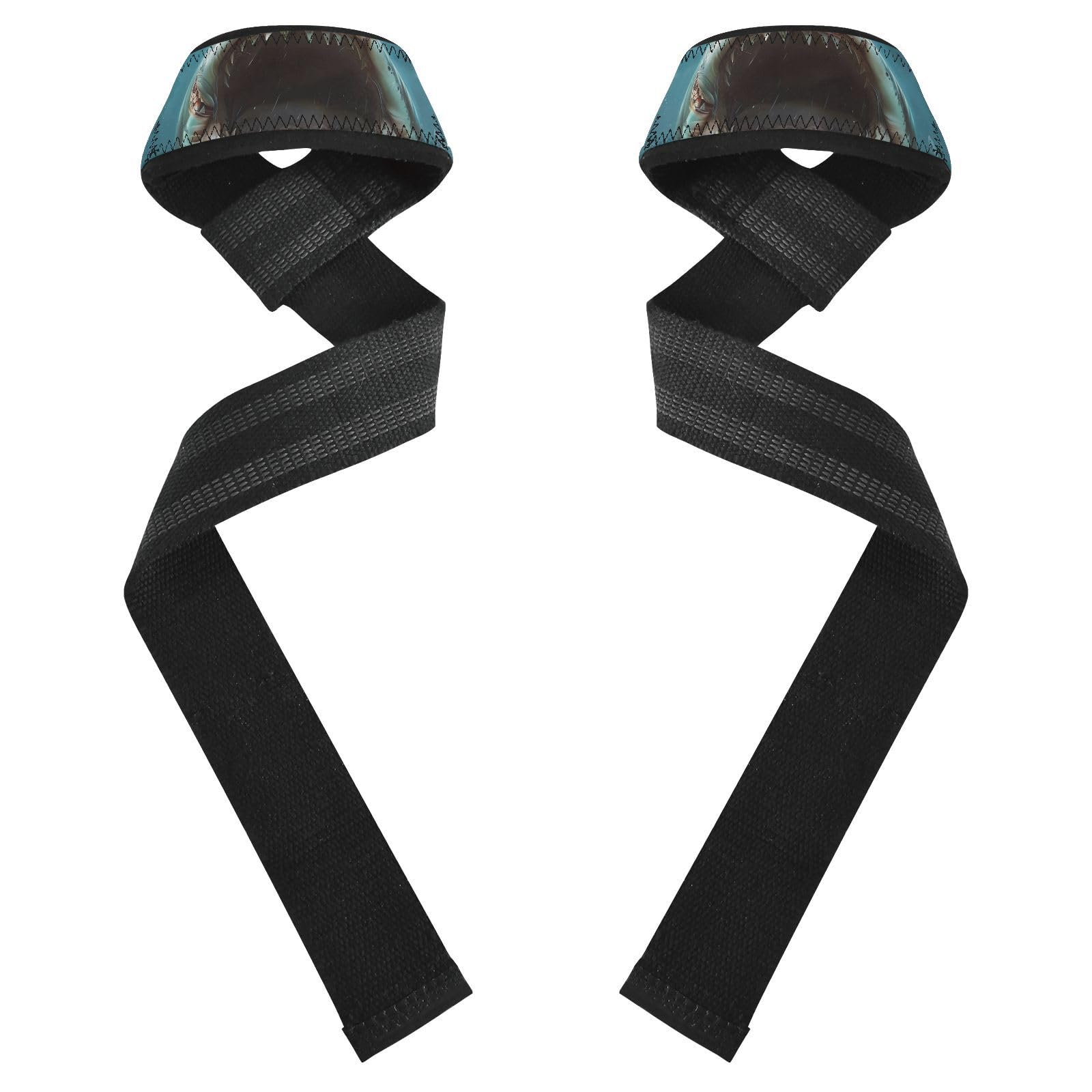 Nander Fierce Deep-sea Sharks Wrist Straps for Weightlifting,Lifting Straps with Neoprene Cushioned Wrist Padded and Anti-Skid Silicone for Strength Training,Bodybuilding,Deadlifting