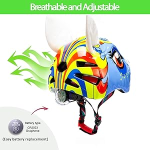 Unicorn Toddler and Kids Bike Helmet Adjustable and Multi-Sport for Child Boys and Girls.for Bicycle Skateboard Skating Scooter Helmet with Rear Light.