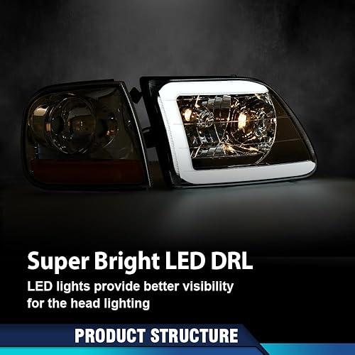 Miniatura 5 de PIT66 Lente transparente carcasa cromada reflector ámbar estilo rayo LED DRL tira de faros delanteros y luces de estacionamiento de esquina