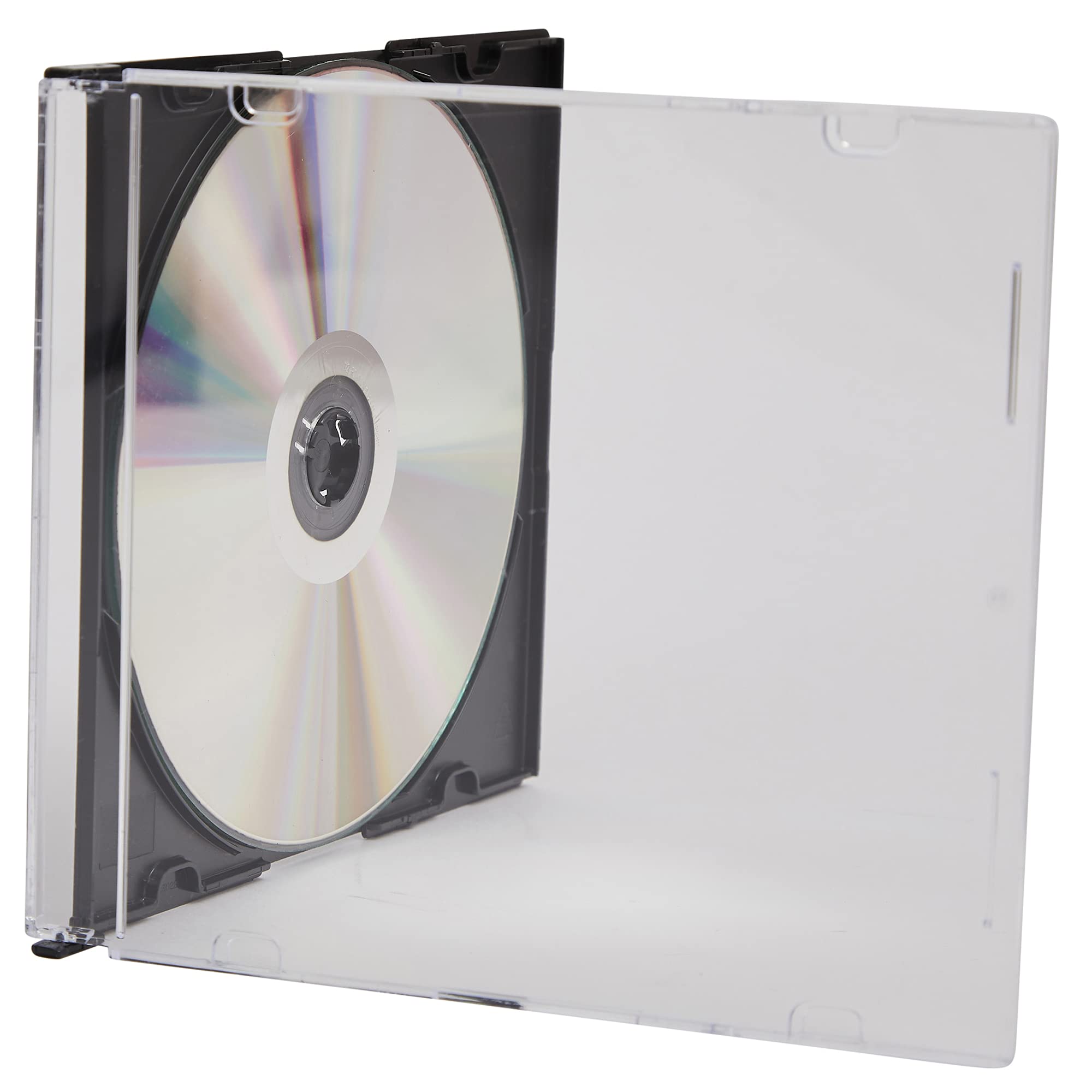 Lot de 100 Boîtiers CD Slim 5,2 mm avec Dos Noir – Boîtiers de Rangement Plastique Gain de Place Slim Save – Pour 1 CD, DVD ou Disque Blu-ray