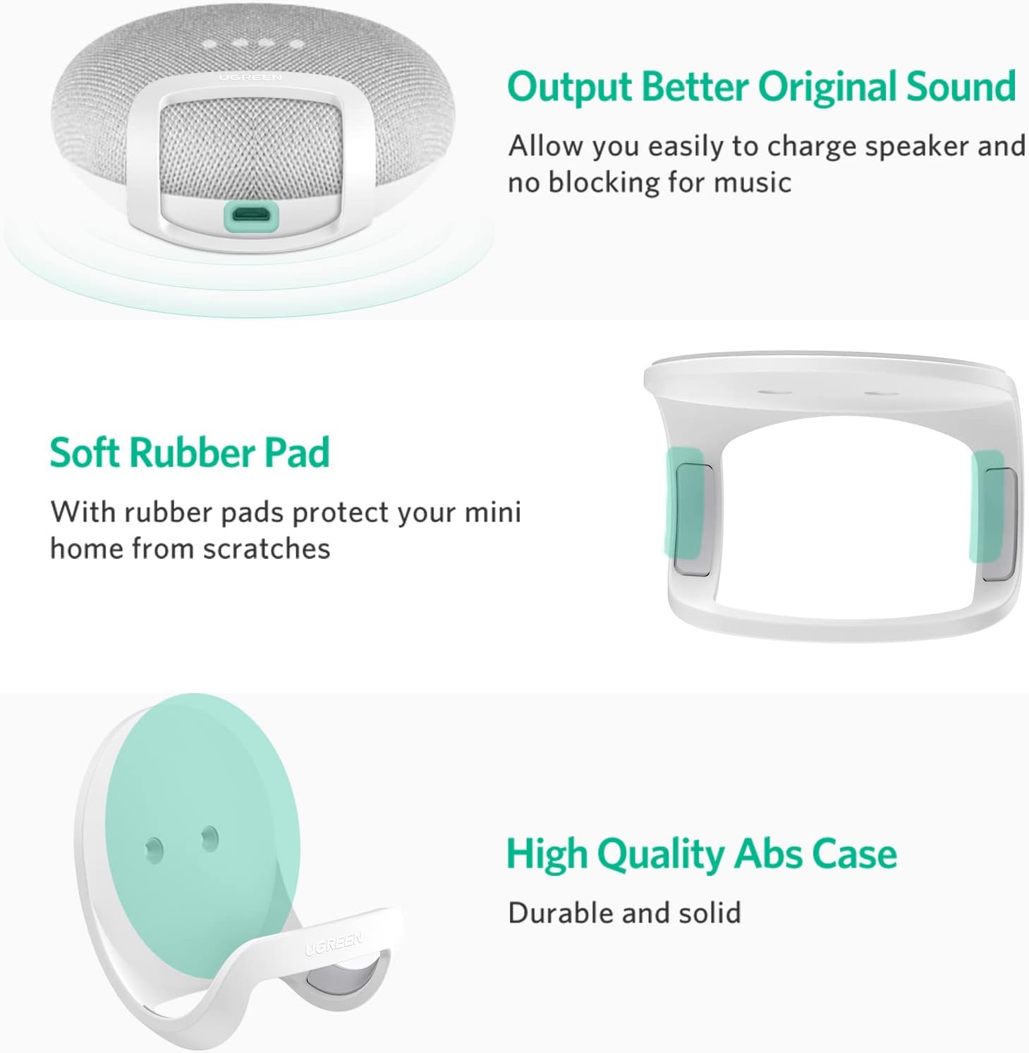 UGREEN Wall Mount Holder Compatible with Google Home Mini and Google Nest Mini Speaker Space-Saving Bracket Accessories White