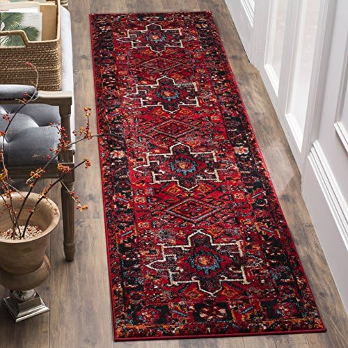 SAFAVIEH Vintage Hamadan Collection 2'3" x 16' Red / Multi VTH211A Oriental Traditional Persian Non-Shedding Living Room Bedroom Runner Rug
