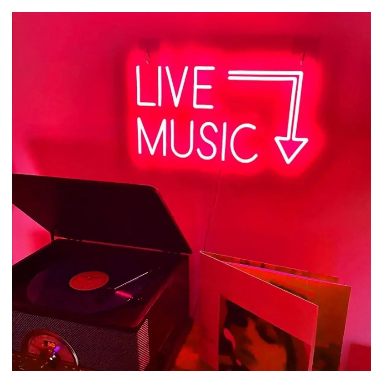 Luci al Neon Da Parete Live Music Insegna Al Neon Dimmerabile LED Lettera Luminosa USB Per Feste Casa Appeso Parco Giochi Negozio Camera Decorazioni Per Feste 34cm×22cm