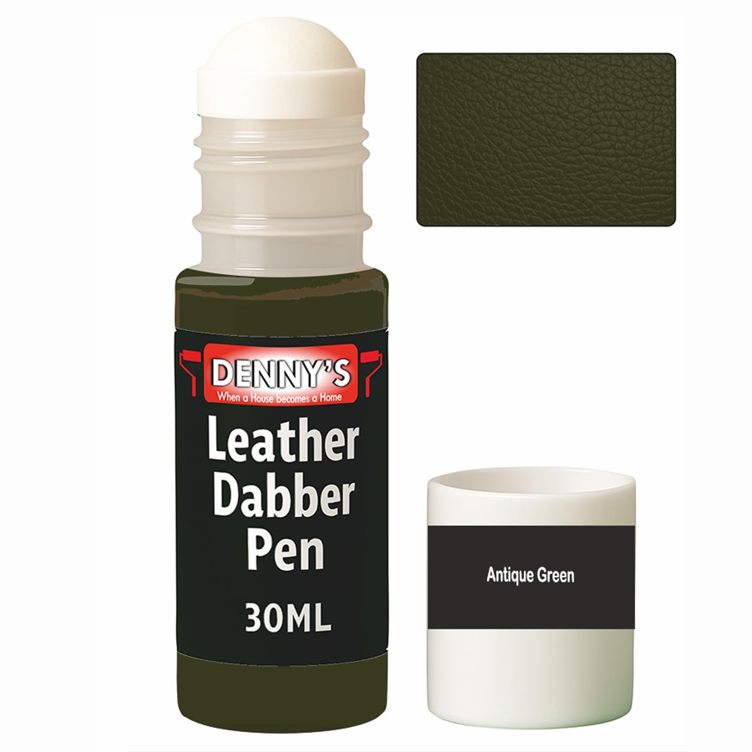 Leather Colour Restorer Recolouring Balm Repair Treatment for Faded & Worn Absorbent Leather Shoes, Boots, Jackets (38 Antique Green, Dabber Pen 30ml) — image 1