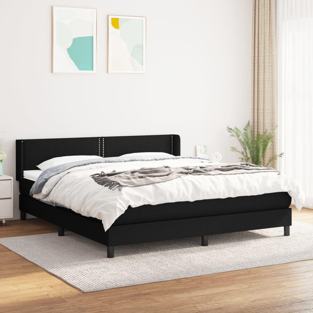 Telaio in metallo con testiera regolabile Letto a Molle 160x200 cm Nero