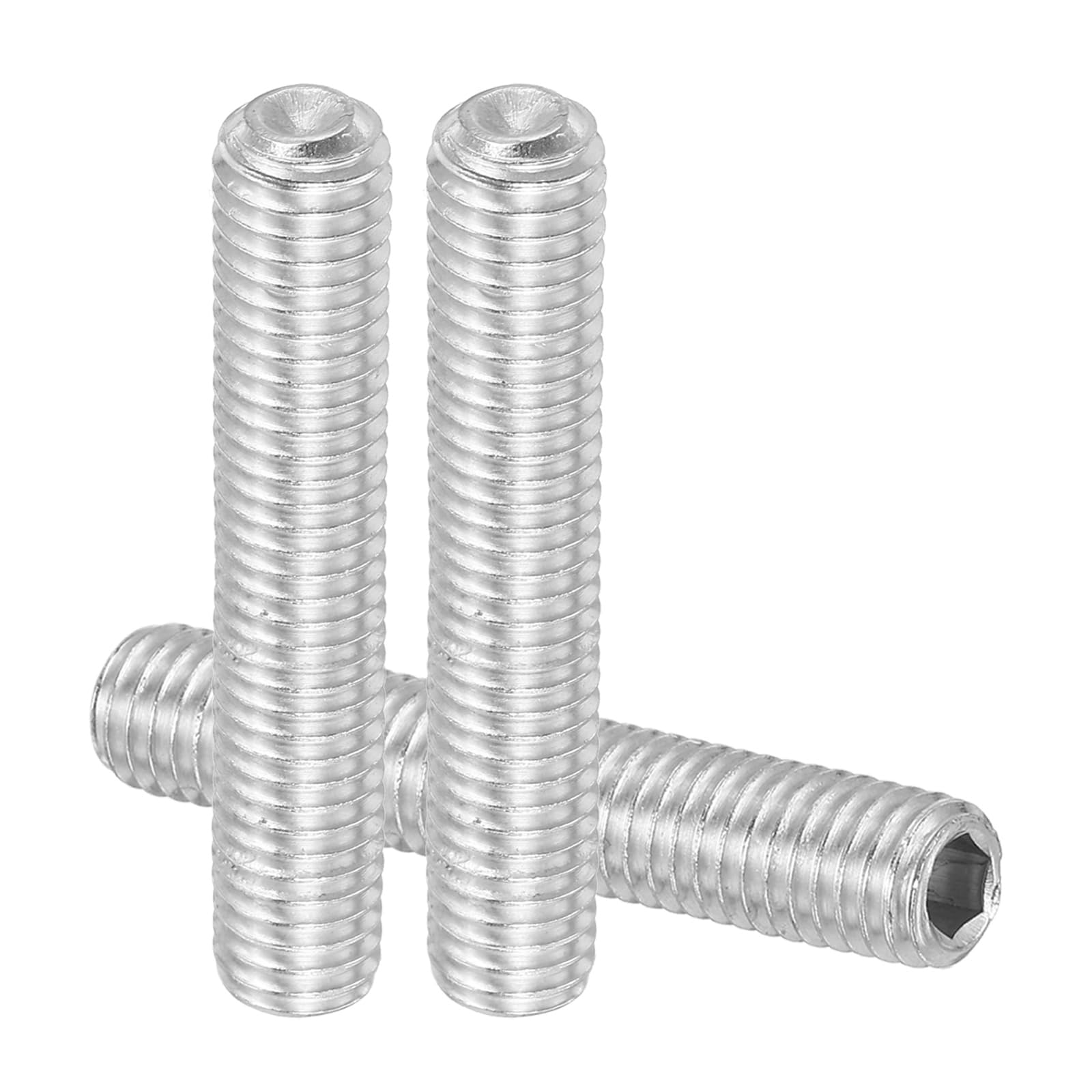 Unifizz 10 Pcs Hex Socket Grub Screws, M8 x 45mm DIN916 Flat Point Grub Bolt 304 Stainless Steel Head Socket Set Screws for Door Handles, Light Fitting, Hinge, Shaft, Allen Key and DIY Repair
