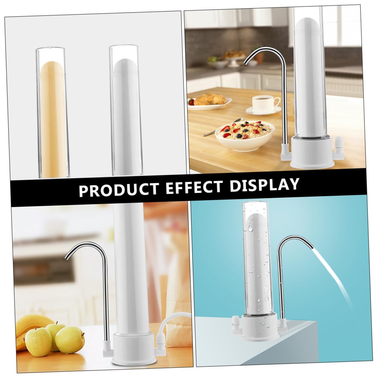 Filtro de Agua Fácil de Instalar para Grifo de Cocina Blanco Adaptadores Purificador Doméstico Sistema Duradero de Plástico y Cerámica para Agua Potable