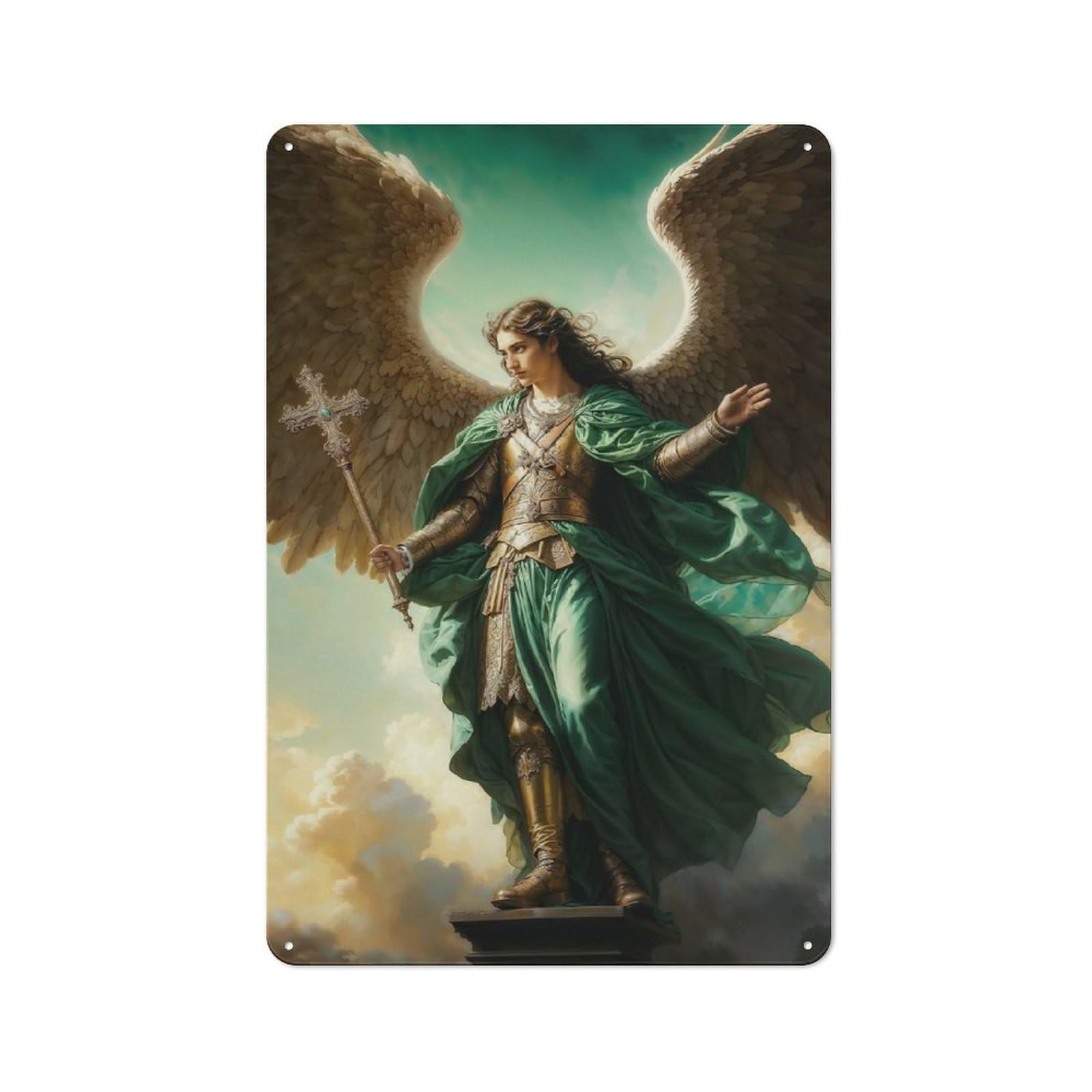 Junmoney Archangel Raphael Rustic Metal Wall Sign 30X20cm For Kitchen Or Home Bar, Suited To Home Bar Enthusiasts