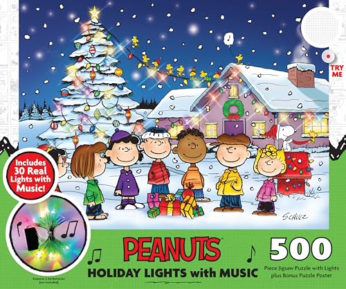 Roseart 04895145487658 Peanuts Holiday Lights And Music - 500 Piece Jigsaw Puzzle thumb #4