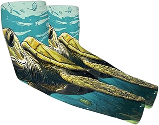 Sea Turtle UV Sun Protection Arm Sleeves, Underwater Animal Gardening Sleeves with Thumb Hole Farm Cooling Arm Sleeves for Women Men