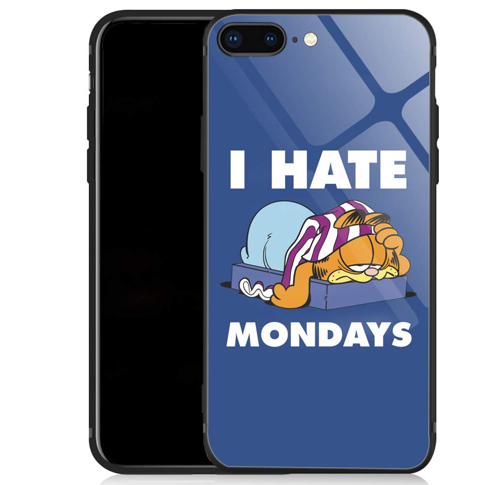iPhone 8 Plus Case,I Hate Mondays iPhone 7 Plus Cases for Girls Men Boy,Shockproof Non-Slip Tempered Glass Pattern Design Case for Apple 7/8 Plus 5.5-inch