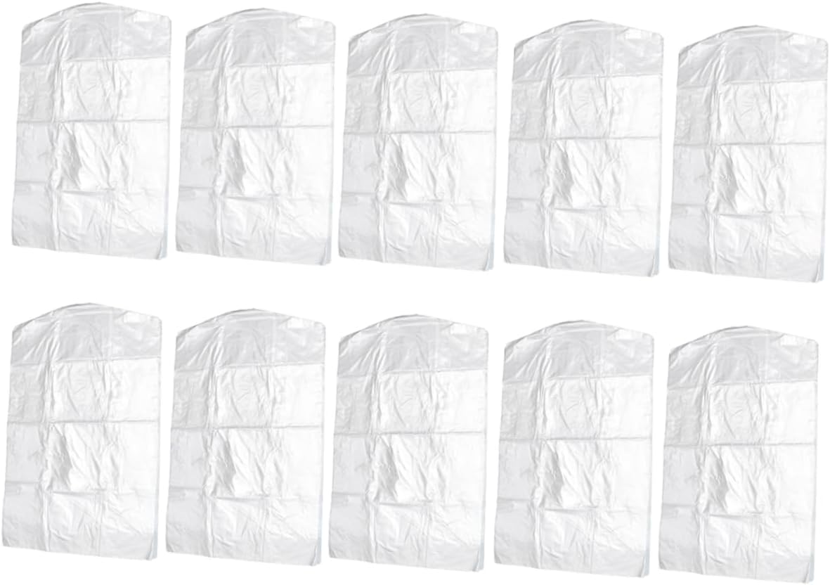 Cabilock 50pcs Garment Covers Suit Covers Protective Coats Dry Cleaning Bags Sealed Hanging Clothes Bag