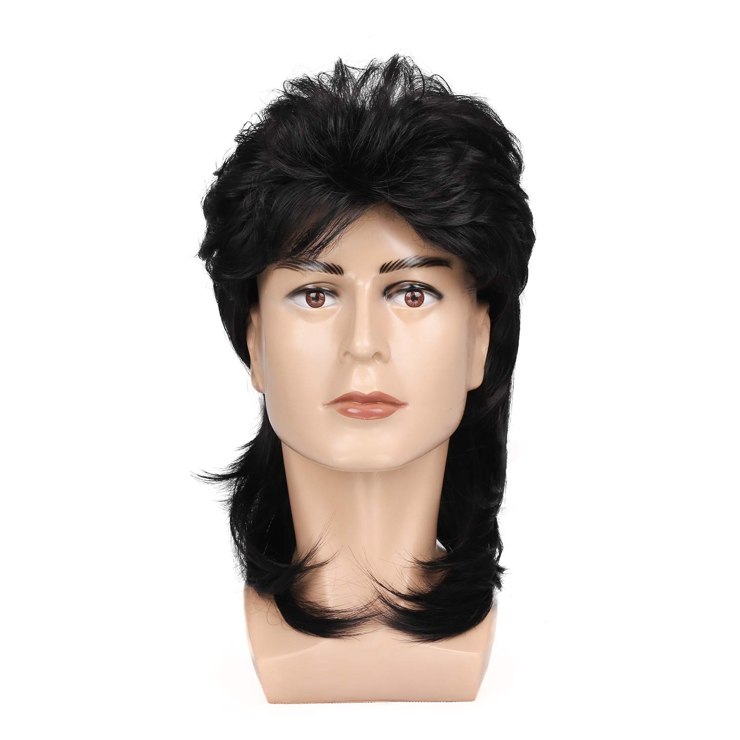 Kaneles Black Mullet Wigs for Men 70s 80s Costumes Mens Fancy Party Accessory Cosplay Hair Wig - Image 3