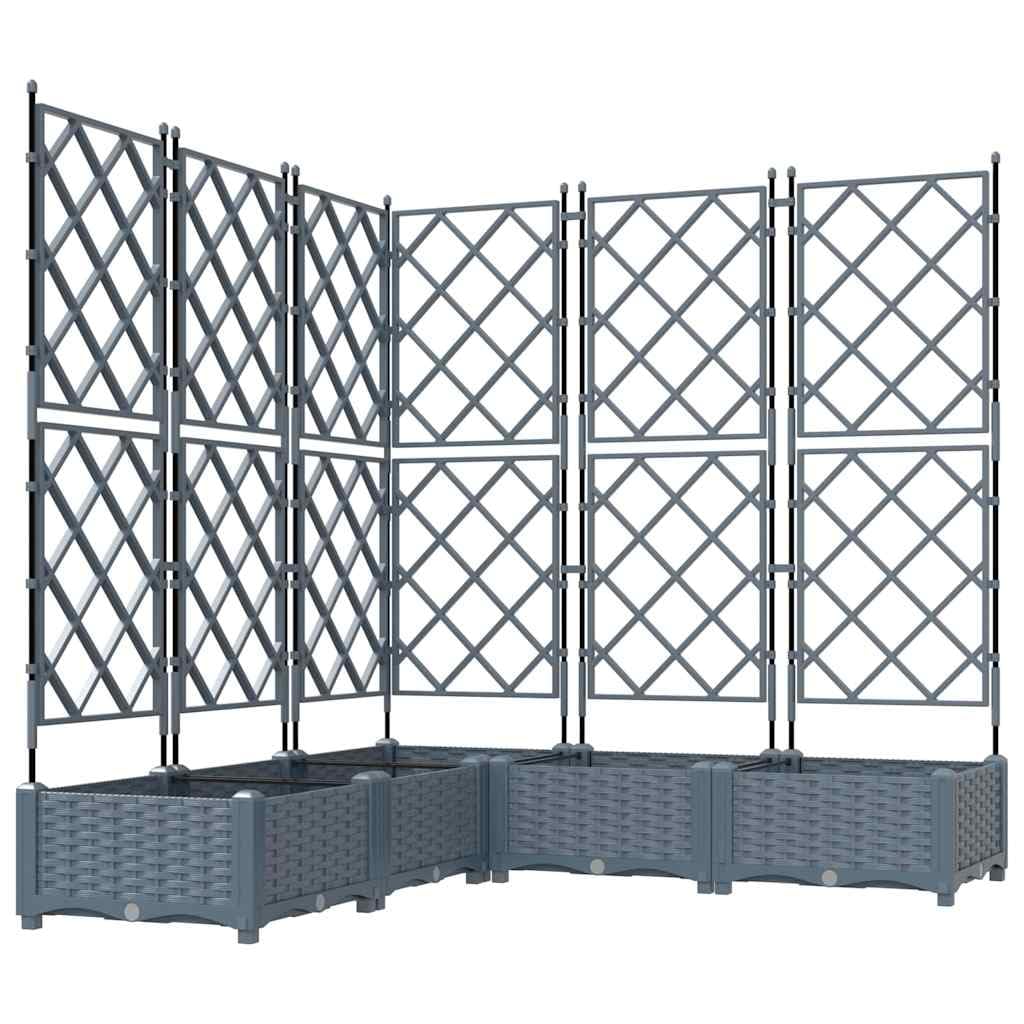 vidaXL Garden Planter 5 pcs LiGht Grey 120 x 120 x 125.5 cm Plastic, Modern, Durable Garden and Terrace Planter, Elegant Plastic Container, Weather-Resistant Outdoor Decor, Versatile Addition