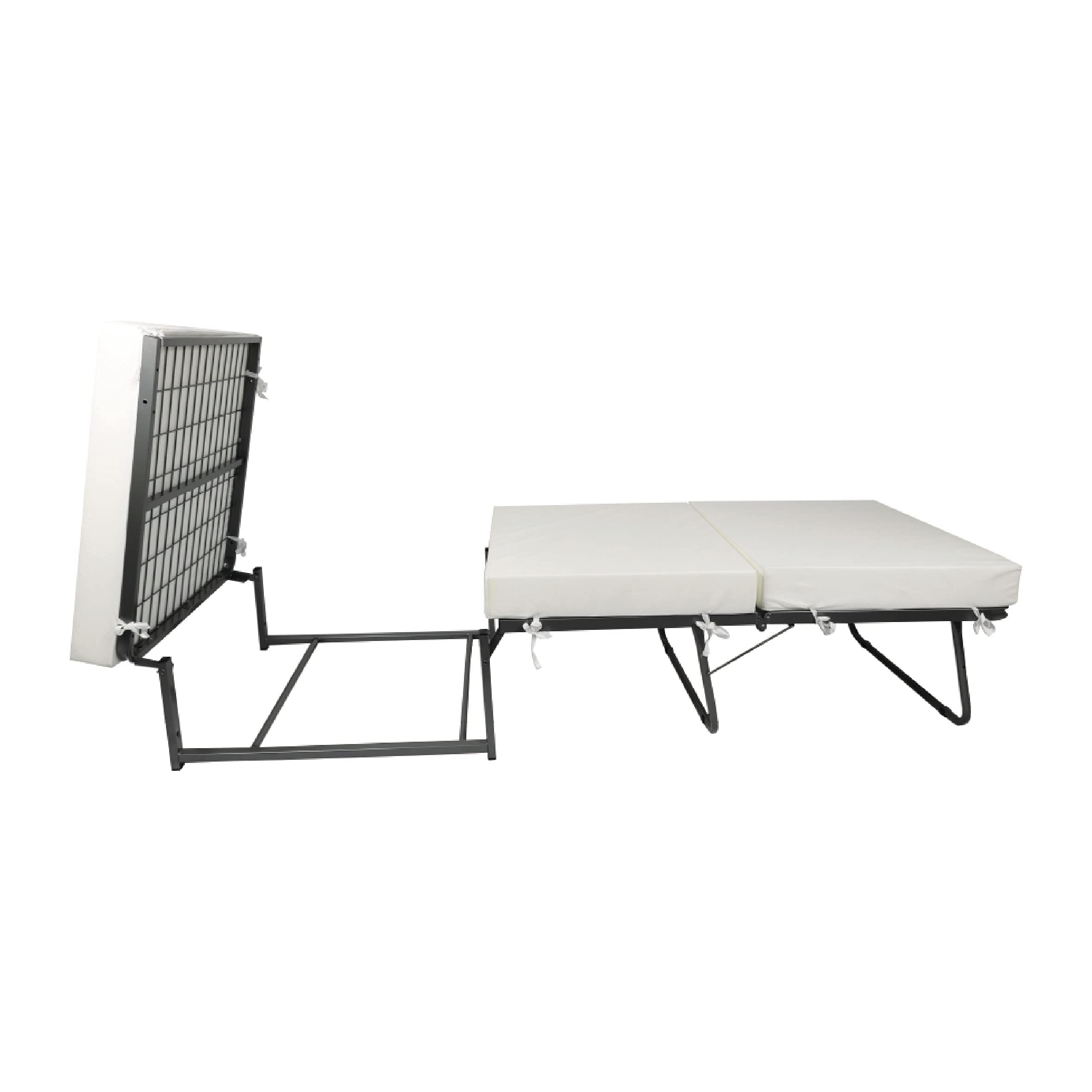 Dmora Puof convertible en lit simple, Fabriqué en Italie, Lit pliant, Pouf avec tissu amovible et peu encombrant pour le salon, cm 78x78 / 195h45, Beige