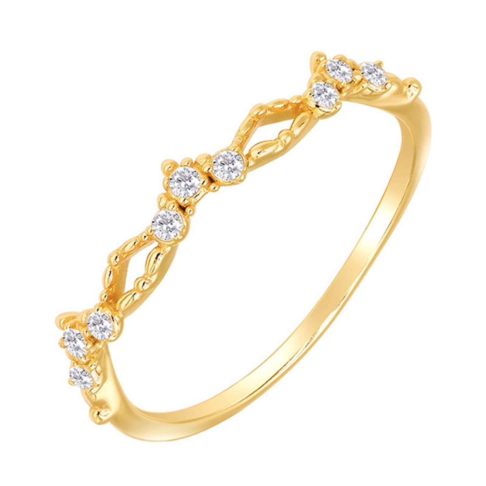 Par de anillos dorados Au 375/585/750 con moissanita, corona elegante con forma de filigrana