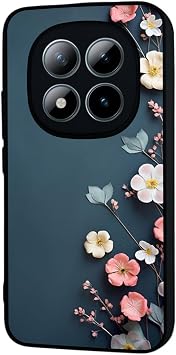 Xiaomi Redmi Note 15 Pro ile Uyumlu Çiçek Baskılı, Mat Siyah, Yumuşak Silikon, Şok Emici Kapak Kılıf