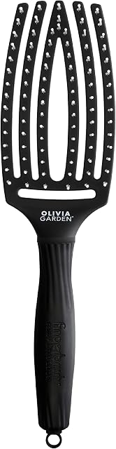 Olivia Garden Szczoteczka do palców - Jonizowane włosie nylonowe - średnie - czarne