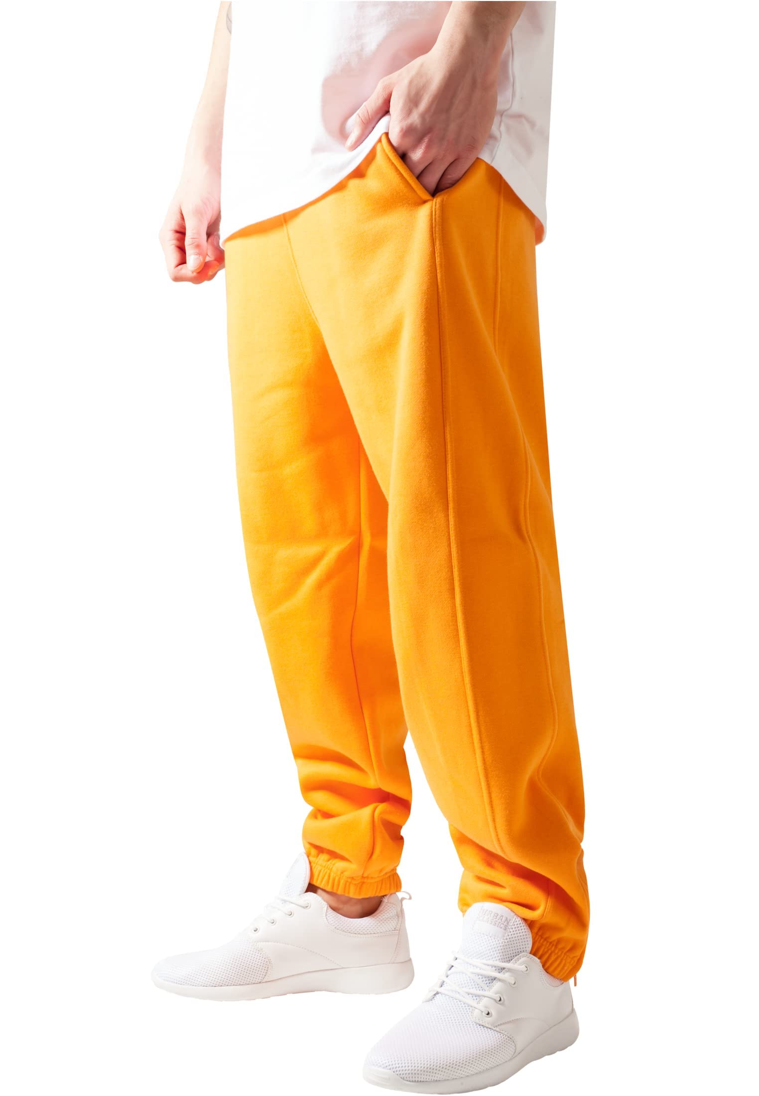 Urban Classics Men's Sweatpants Drawstring Joggers Sport Trousers with Elastic Waist Tracksuit Trousers Elasticated Zipped An, Orange, XS UK
