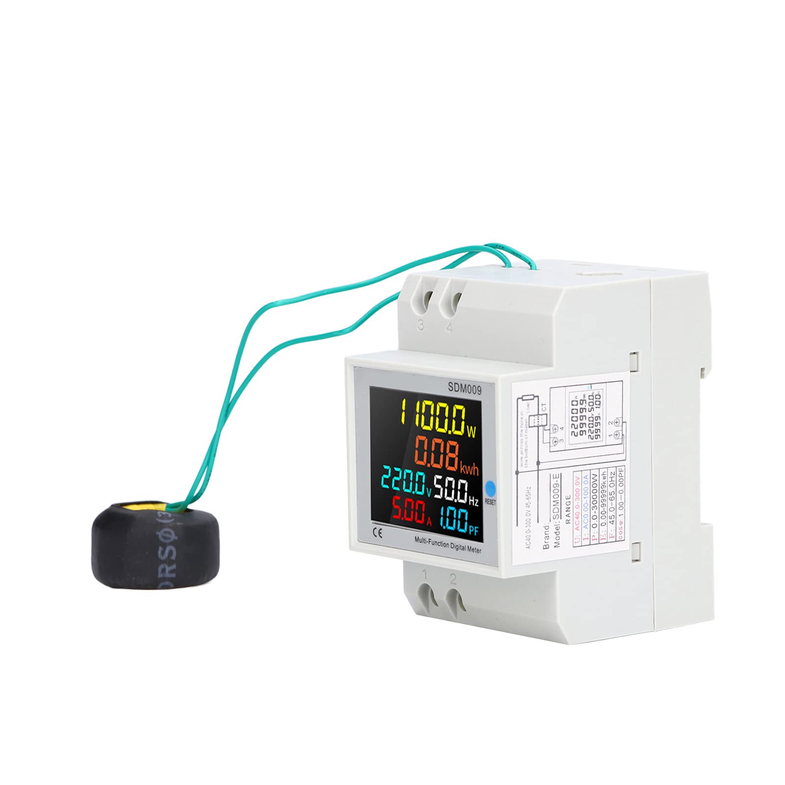 TrueCartPower Line Monitor, Digital Display Rail Type Single Phase Wide Range Current Meter for Indoor-image-33