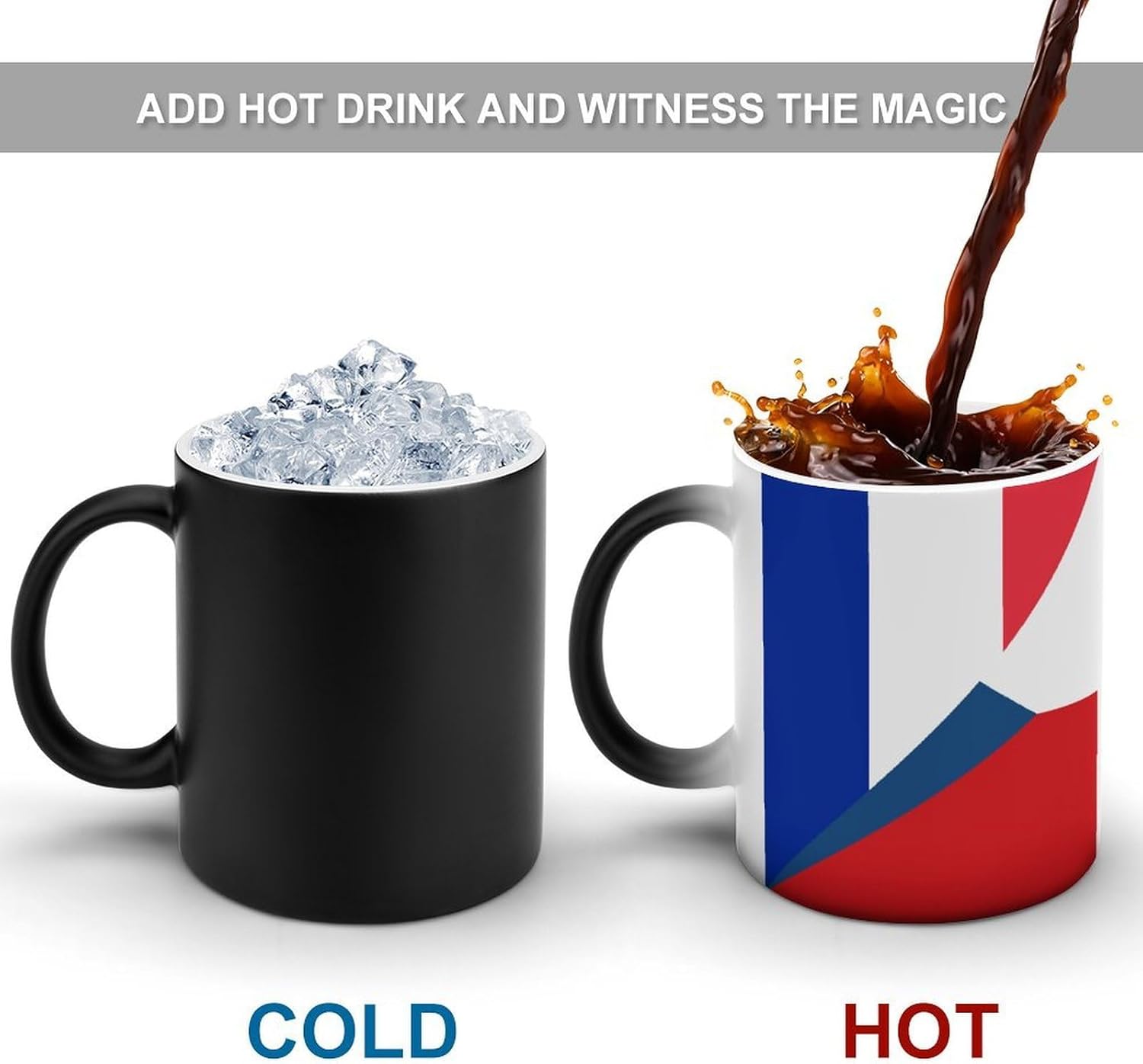 France And Czech Flag Funny Color Changing Coffee Mug Ceramic Magic Cup Personalized Discoloration Tea Mugs