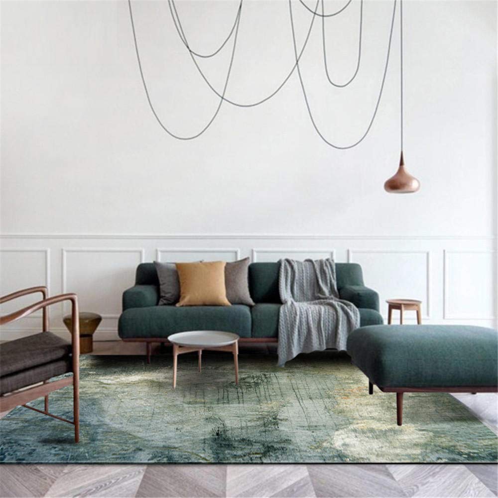 Tapis salle d'étude vert aquarelle 150x200cm pour entrée cosy
