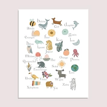 Epic Adventure Maps ABC Poster for Toddlers, Learning and Educational Poster, Bilingual Wall Decor, 11x14 Inches